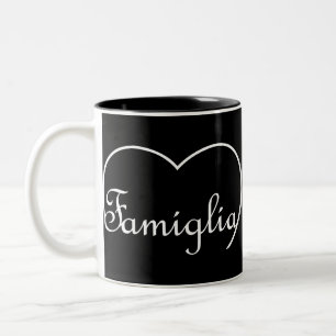 Famiglia Italian Family heart White Two-Tone Coffee Mug