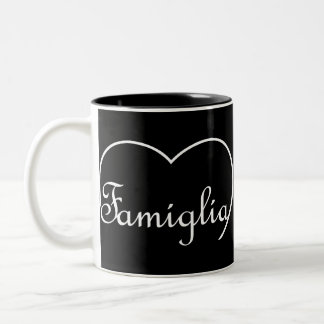 Famiglia Italian Family heart White Two-Tone Coffee Mug
