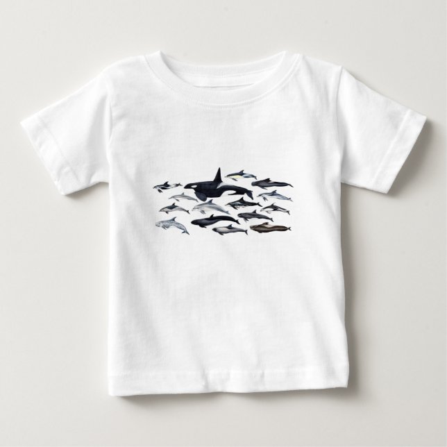 Familia de los delfines: orcas, delfines, marsopas baby T-Shirt (Front)