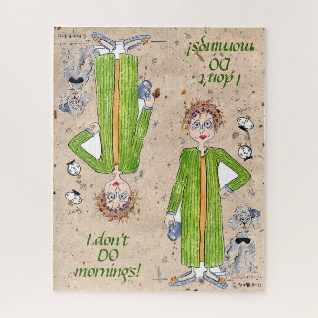 Familiar Saying I Don’t Do Mornings Caricature  Jigsaw Puzzle (Vertical)