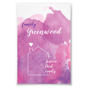 Familien-Poster mit Namen zur Geburt, Einzug Photo Print