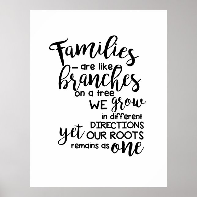 Families ar Like Branches on a Tree we Grow Poster (Front)