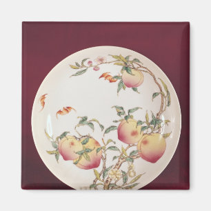 Famille rose plate decorated magnet