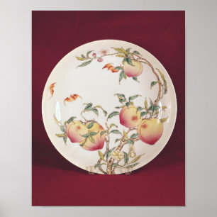 Famille rose plate decorated poster