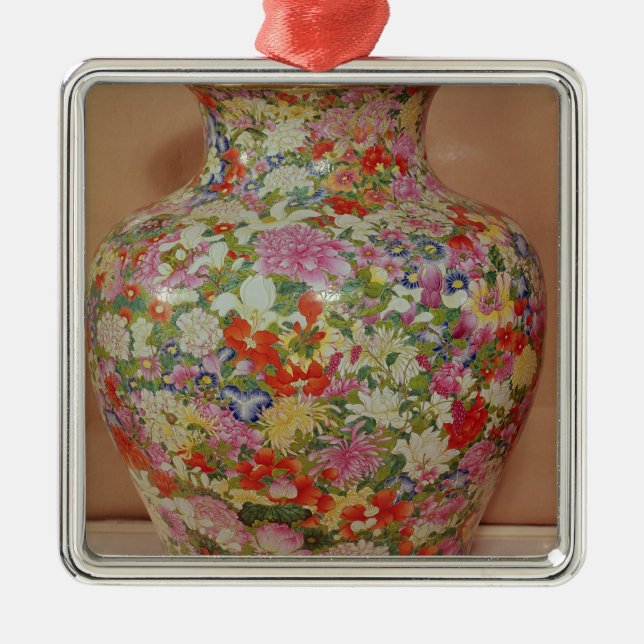 Famille Rose vase with a mille fleurs Metal Ornament (Front)
