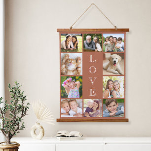 Family 10 Photo Collage Terracotta Hanging Tapestry