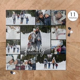 Family 11 Photo Collage Script Name Jigsaw Puzzle