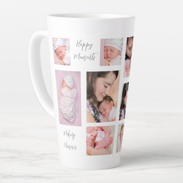 Family 11 Photo Collage Sentimental Quotes Latte Mug (Left Angle)
