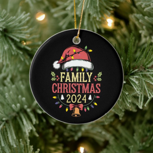 Family 2024 Christmas Matching Outfits Team Santa  Ceramic Ornament (Tree)