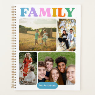 Family 2027 4 photos collage modern colourful planner