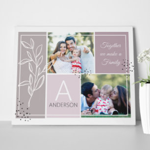 FAMILY 2 Photo Collage Script Modern Quote Canvas Print