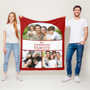 Family 3 Photo Collage Fleece Blanket