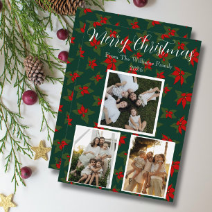 Family 3 photo name holiday card