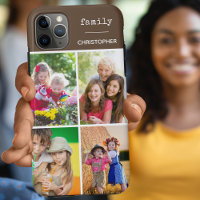 Family 4 Photo Collage Chocolate Brown Custom
