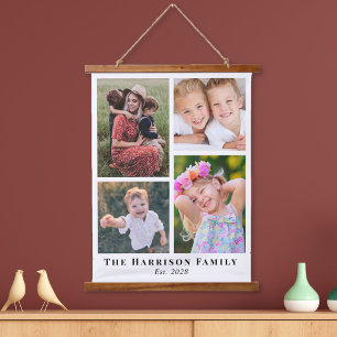 Family 4 Photo Collage Hanging Tapestry