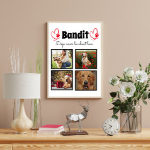 Family 4 photo customised dog collage poster