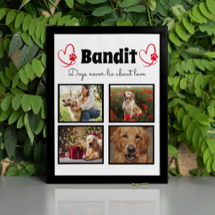 Family 4 photo customized dog collage tabletop plaque