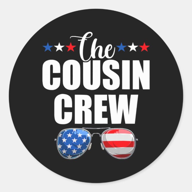 Family 4th Of July s Matching Cousin Crew Classic Round Sticker (Front)