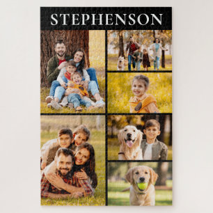 Family 6 Photo Collage Minimalist Simple Jigsaw Puzzle