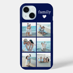 Family 6 Photo Navy Blue iPhone 15 Case