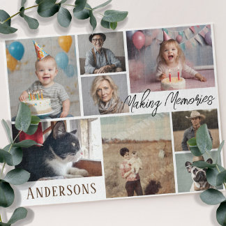 Family 8 Photo Collage With Text Jigsaw Puzzle