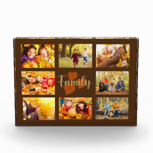 Family 8 Photo Fall Autumn Brown Gold Hearts