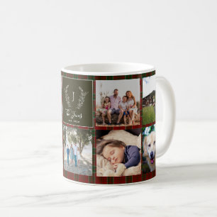 Family 9 photo collage monogram name personalised  coffee mug