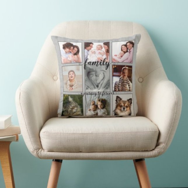 Family A Journey to Forever Rustic Photo Collage Cushion (Creator Uploaded)