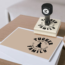FAMILY Address Dog Image  Rubber Stamp