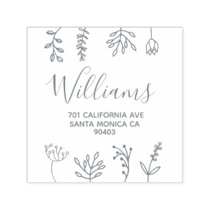family address floral decor self-inking stamp