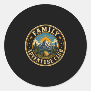 Family adventure club camping mountain outdoor classic round sticker