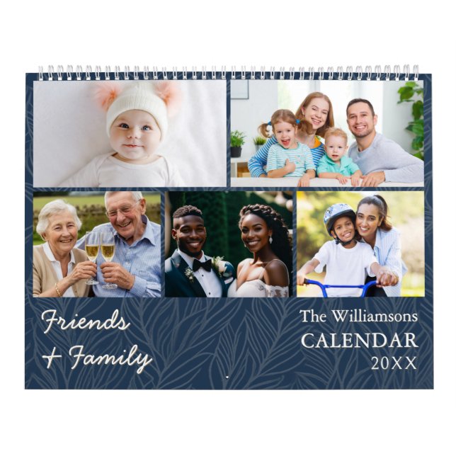 Family and Friends Blue Multi Photo Calendar (Cover)