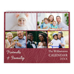 Family and Friends Cranberry Red Custom Photos Calendar