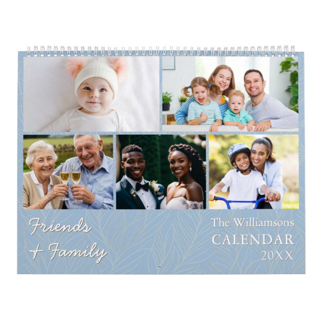 Family and Friends Dusty Blue Multi Photo Calendar (Cover)