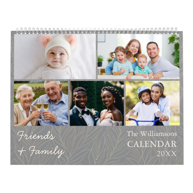 Family and Friends Grey Multi Photo Calendar (Cover)
