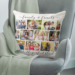 Family and Friends Quote 12 Photo Collage Cushion