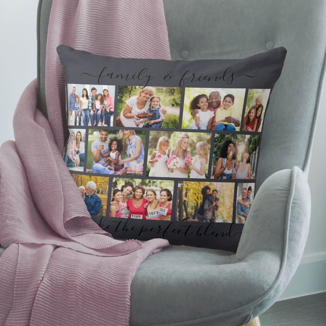 Family and Friends Quote 12 Photo Collage Slate Cushion (Creator Uploaded)