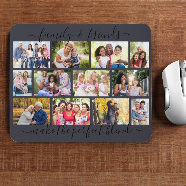 Family and Friends Quote 12 Photo Collage Slate Mouse Pad (Creator Uploaded)