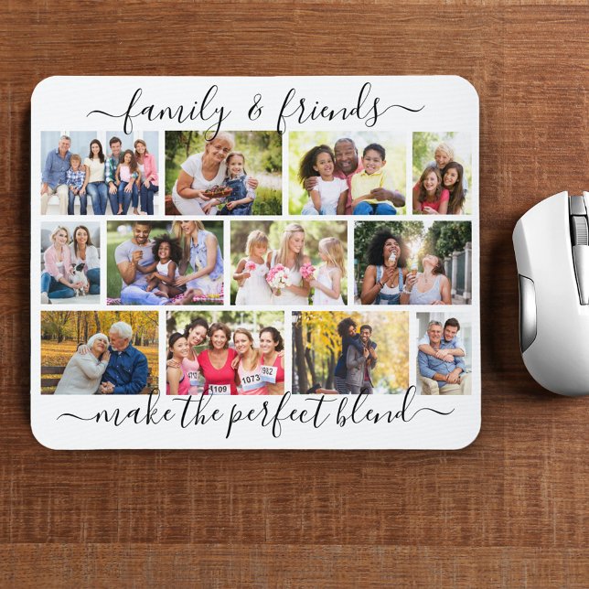 Family and Friends Quote 12 Photo Collage White Mouse Pad (Creator Uploaded)