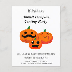 Family annual pumpkin party carving invitation flyer
