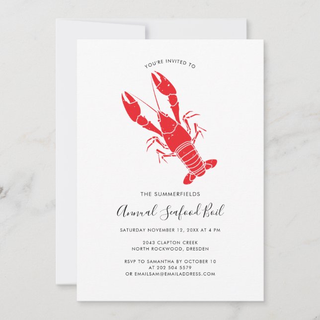 Family Annual Summer Seafood Boil Party Invitation (Front)