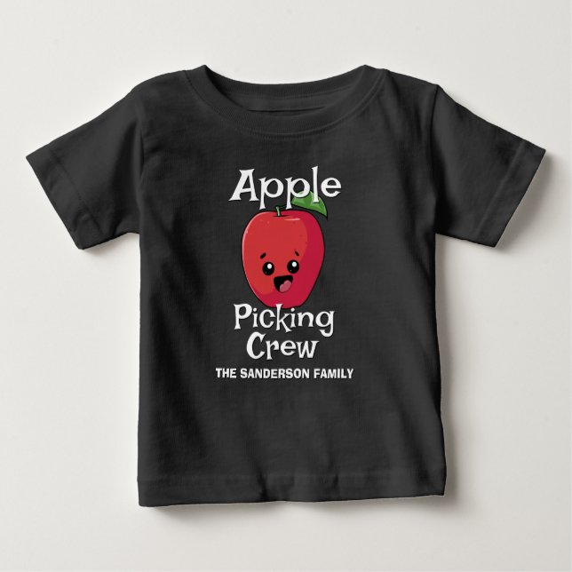 Family Apple Picking Crew Fall Autumn Matching Baby T-Shirt (Front)