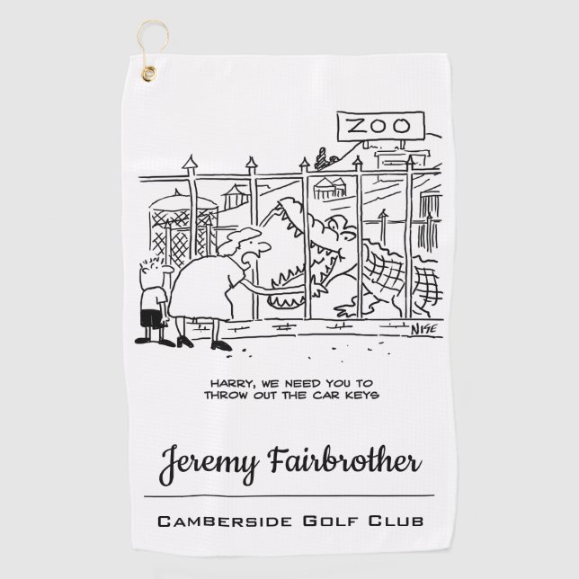 Family at the Zoo. Dad Swallowed by Alligator Golf Towel (Front)