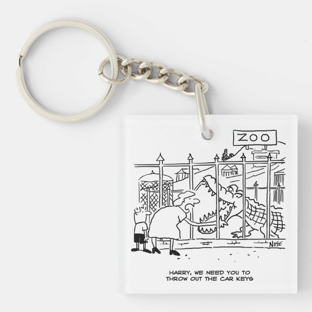 Family at the Zoo. Dad Swallowed by Alligator Key Ring (Front)