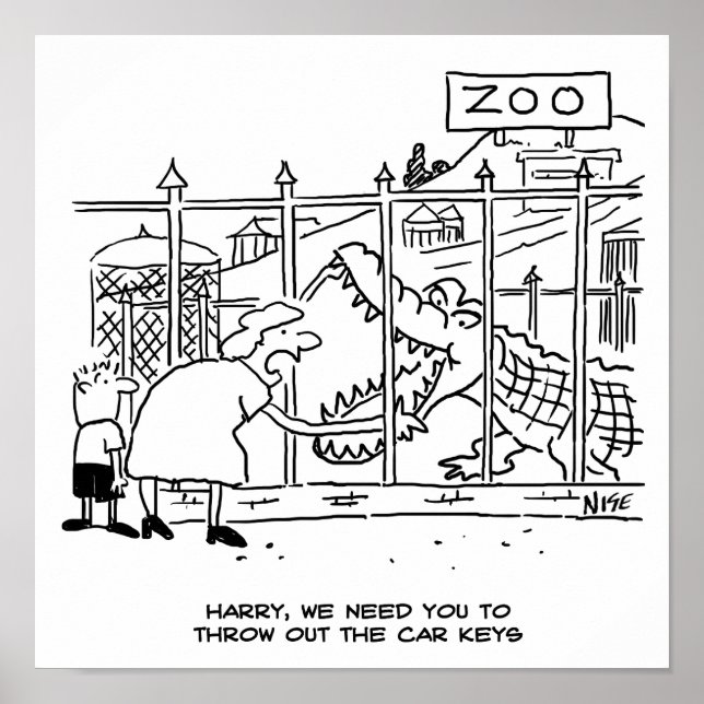 Family at the Zoo. Dad Swallowed by Alligator Poster (Front)