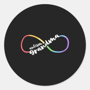Family Autism Awareness Grandma Rainbow Infinity S Classic Round Sticker