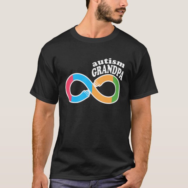 Family Autism Awareness Grandpa Rainbow Infinity S T-Shirt (Front)