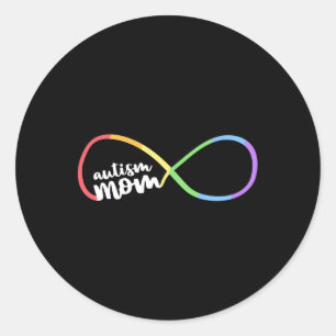 Family Autism Awareness Mum Rainbow Infinity Symbo Classic Round Sticker