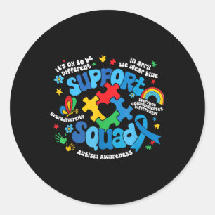 Family Autism Support Squad Autism Awareness Sped Classic Round Sticker