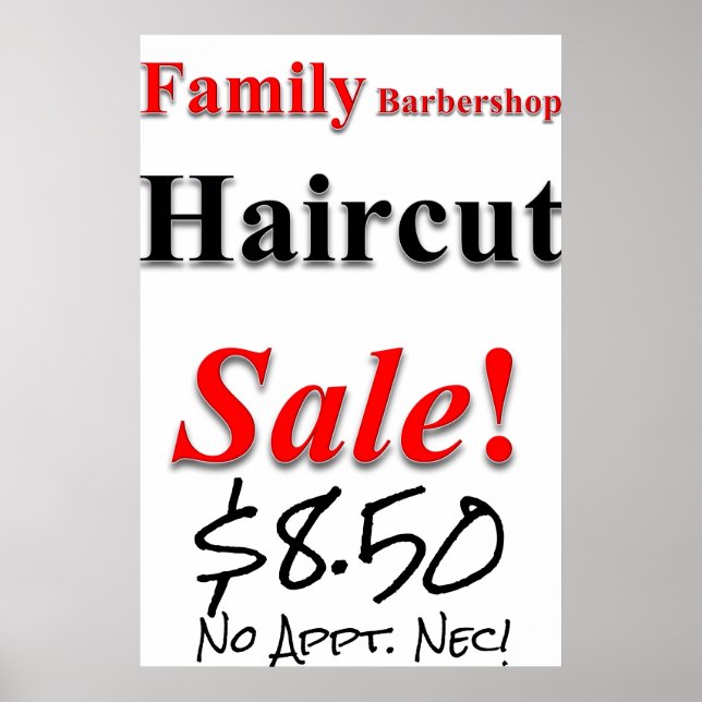 Family Barbershop Haircut Sale Beauty Salon Poster (Front)